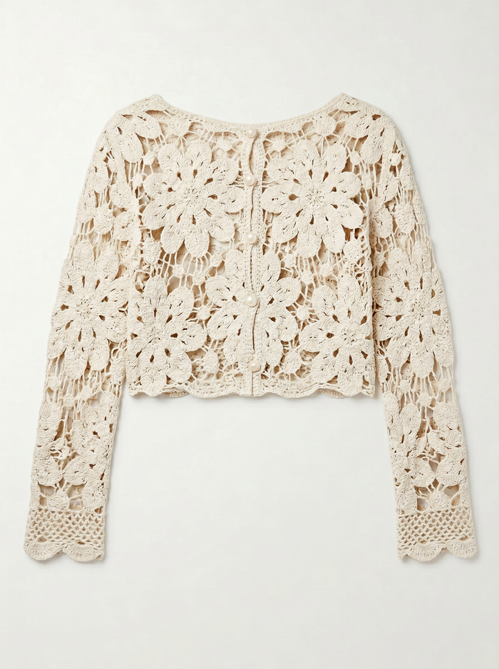 Boho Flower Crochet Blouse