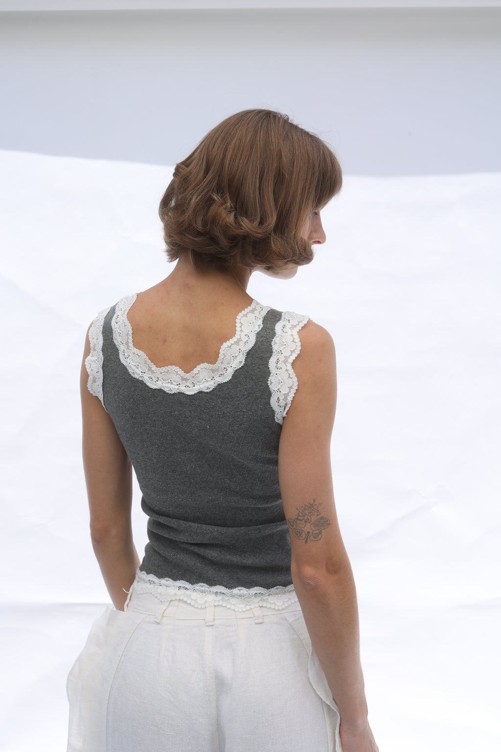 Ribbed Lace Tank Top