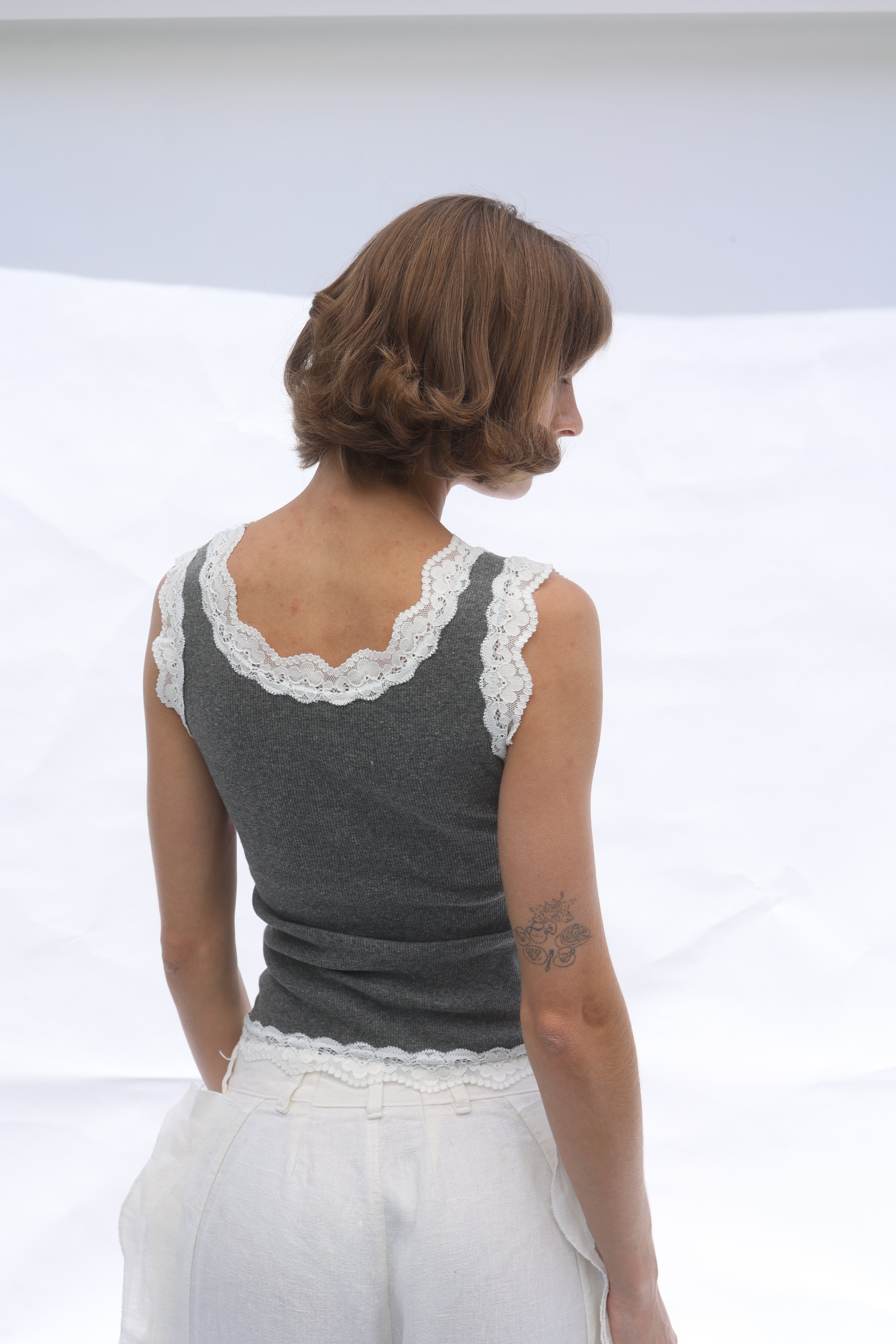 Ribbed Lace Tank Top