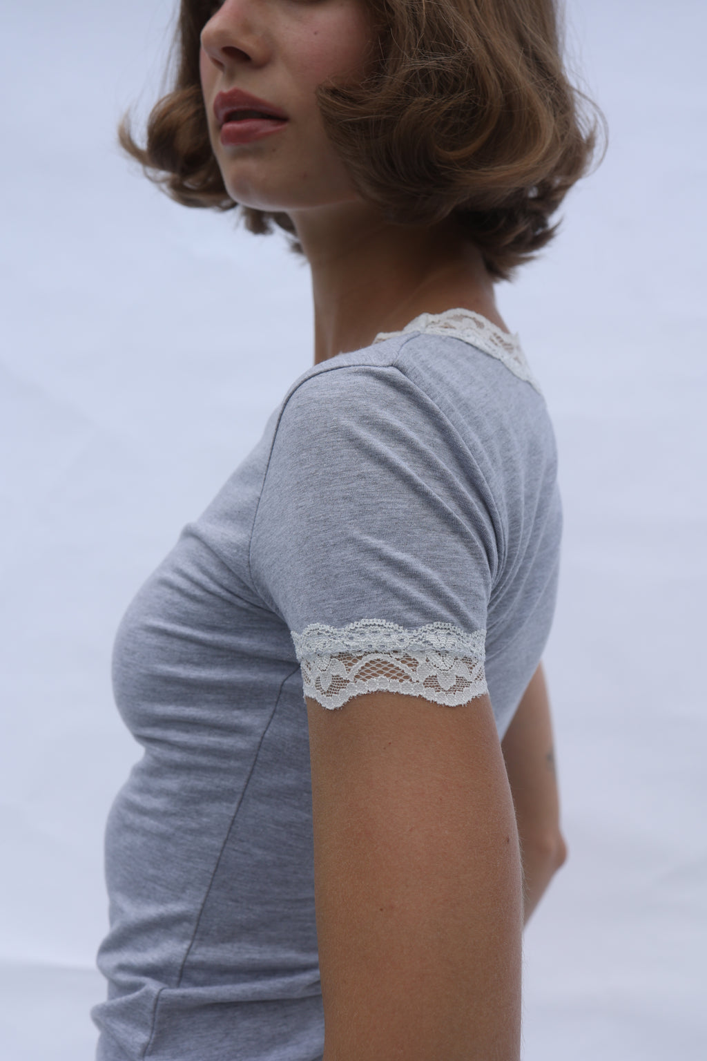 Cotton Half Sleeve Lace Top