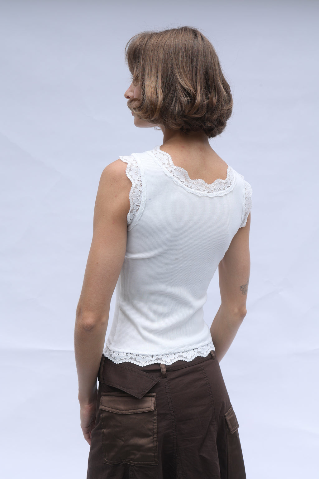 Ribbed Lace Tank Top