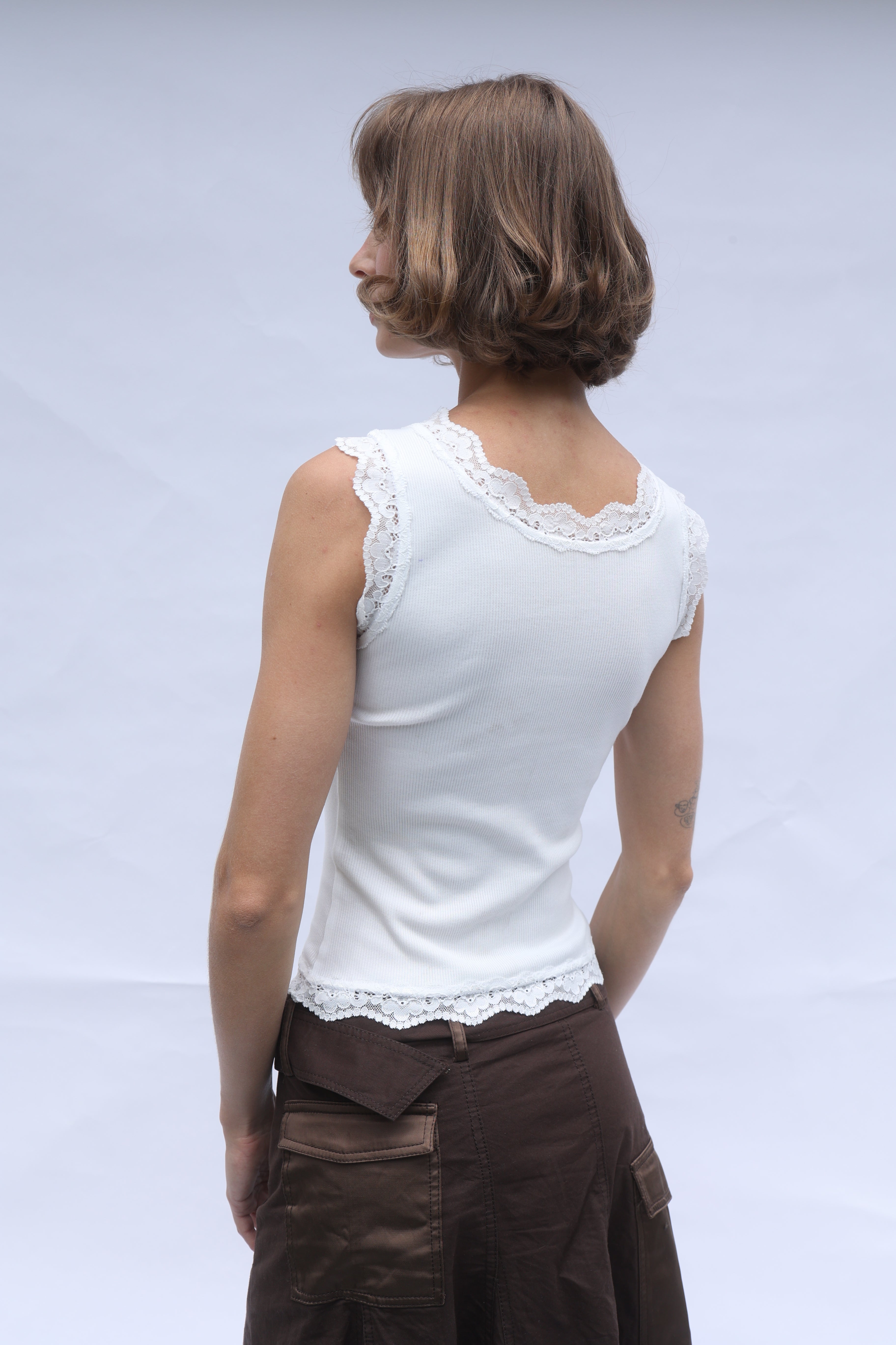 Ribbed Lace Tank Top