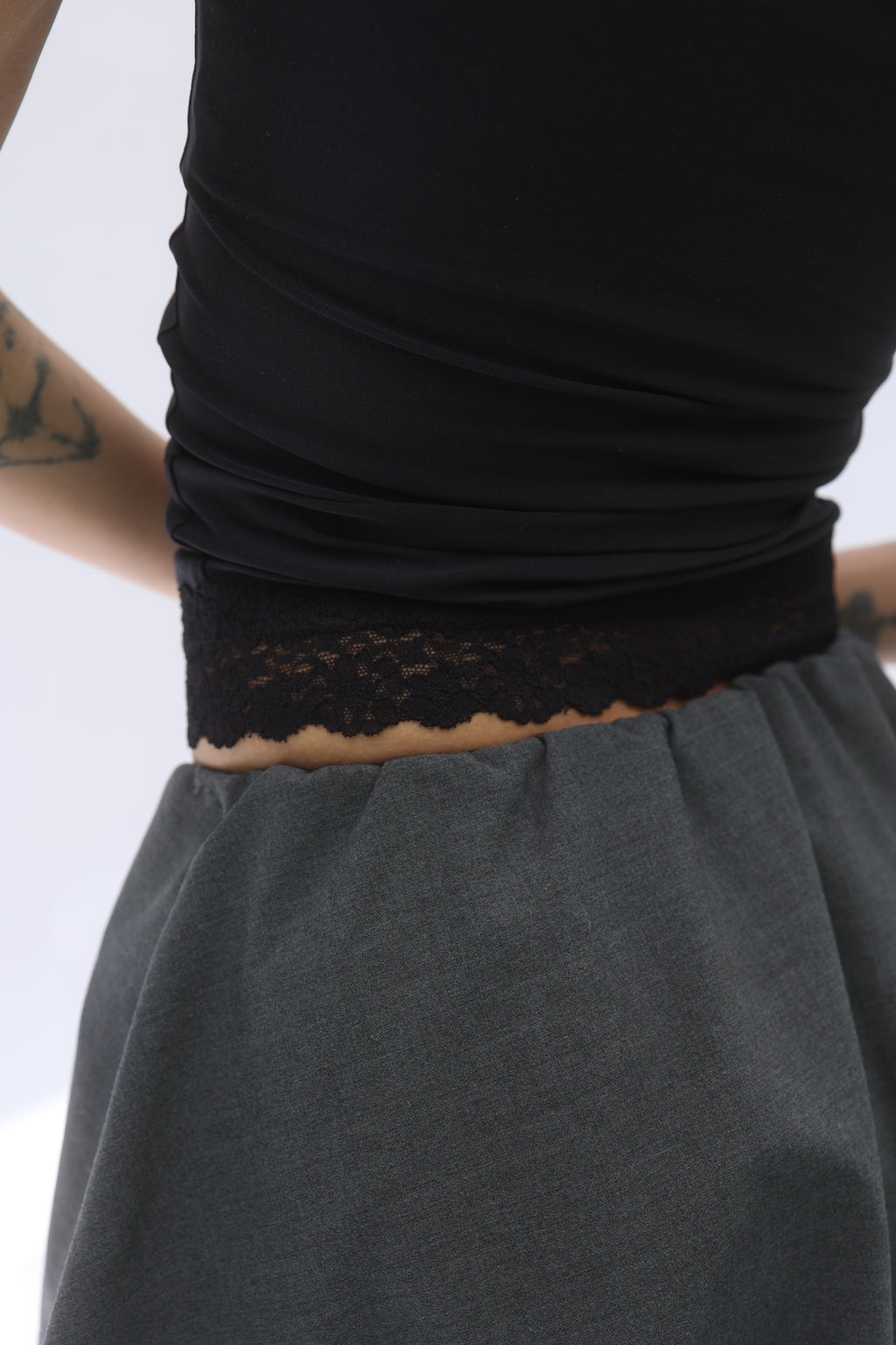 Polyamide Asymmetric Lace Top
