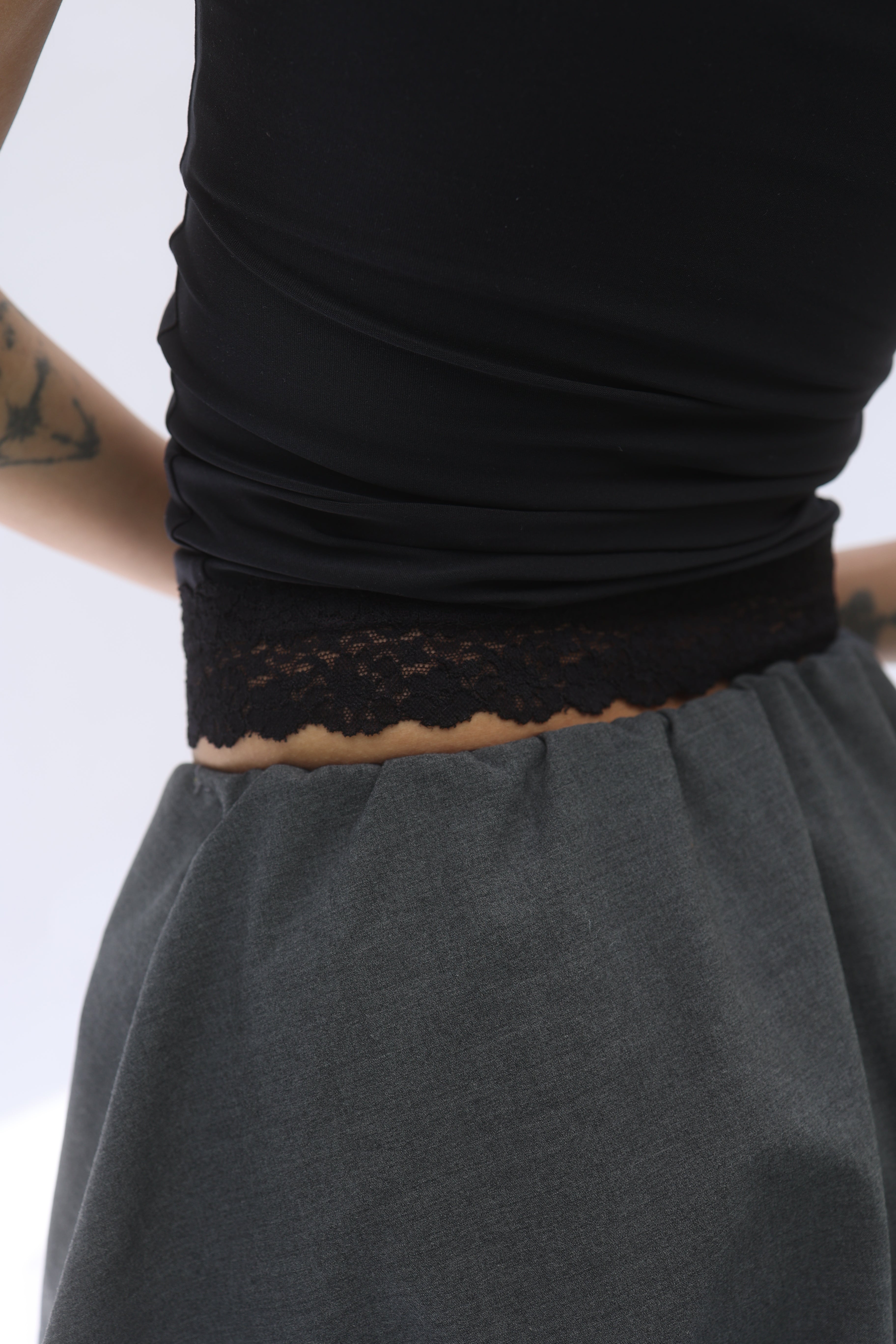 Polyamide Asymmetric Lace Top