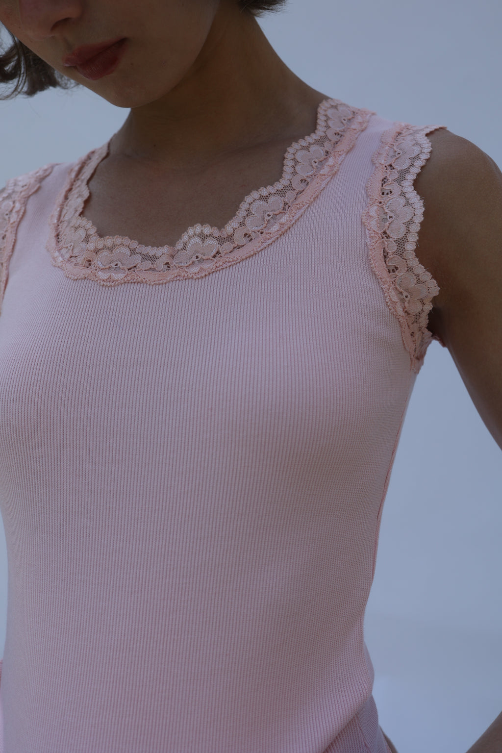 Ribbed Lace Tank Top