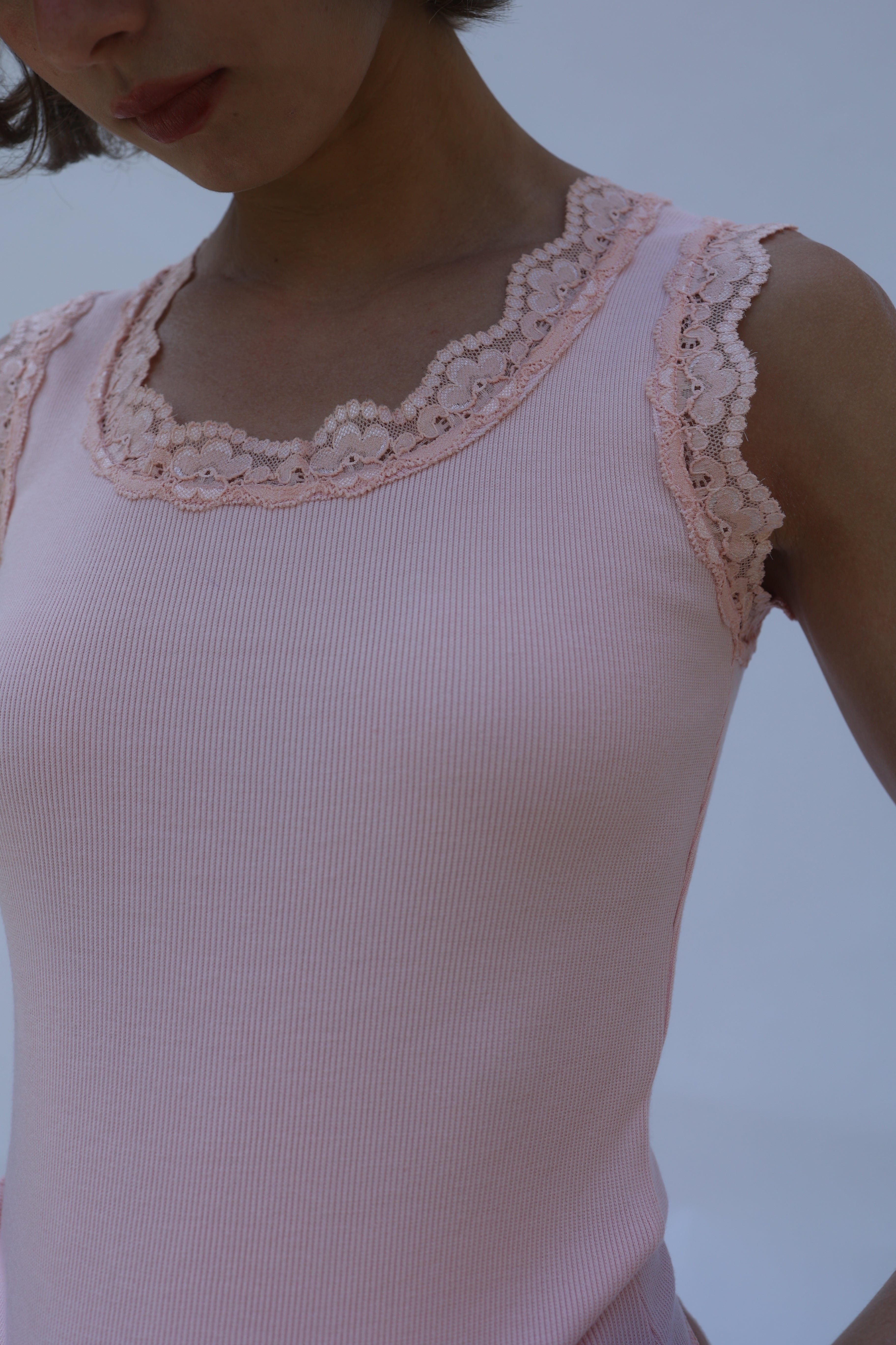 Ribbed Lace Tank Top