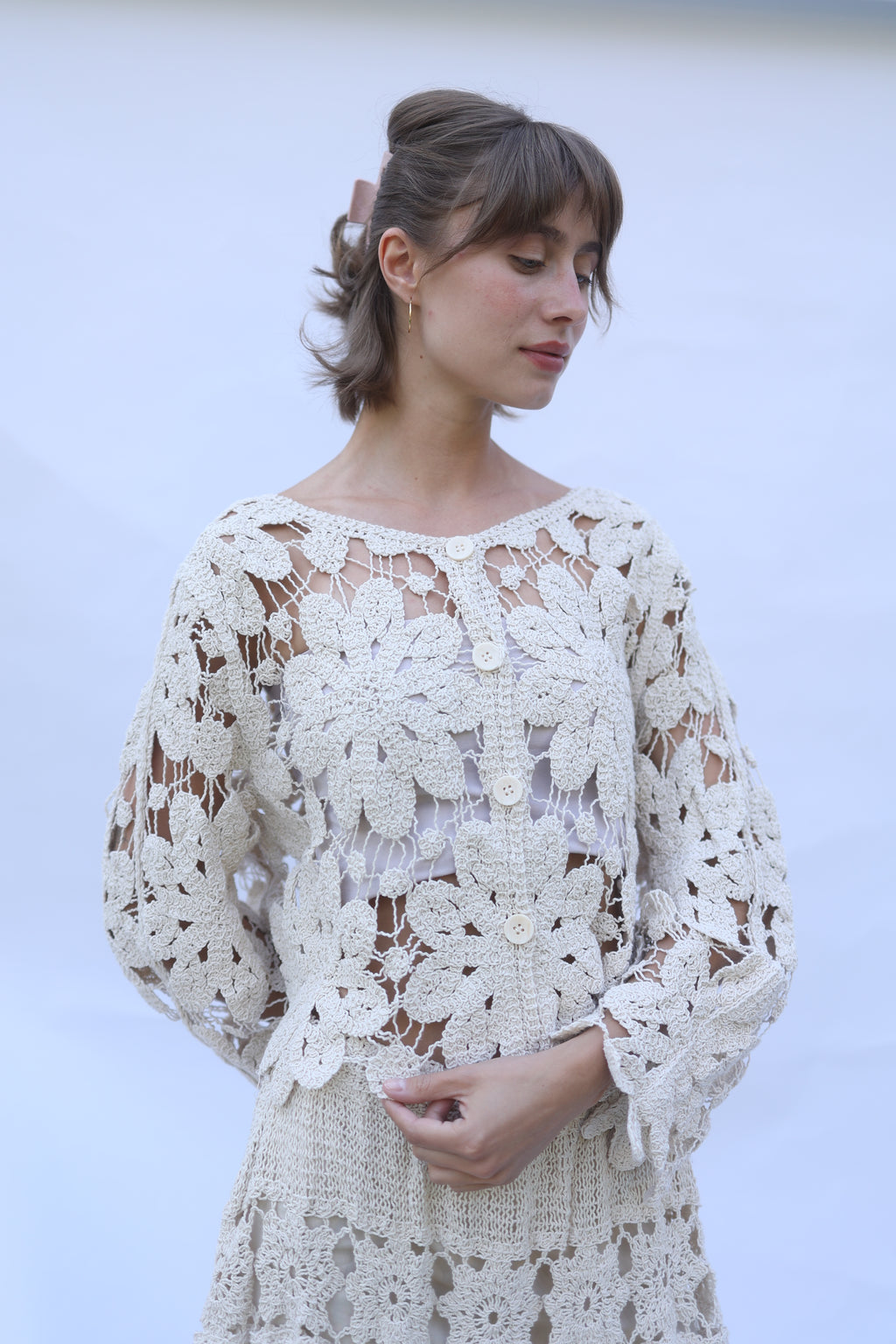 Boho Flower Crochet Blouse