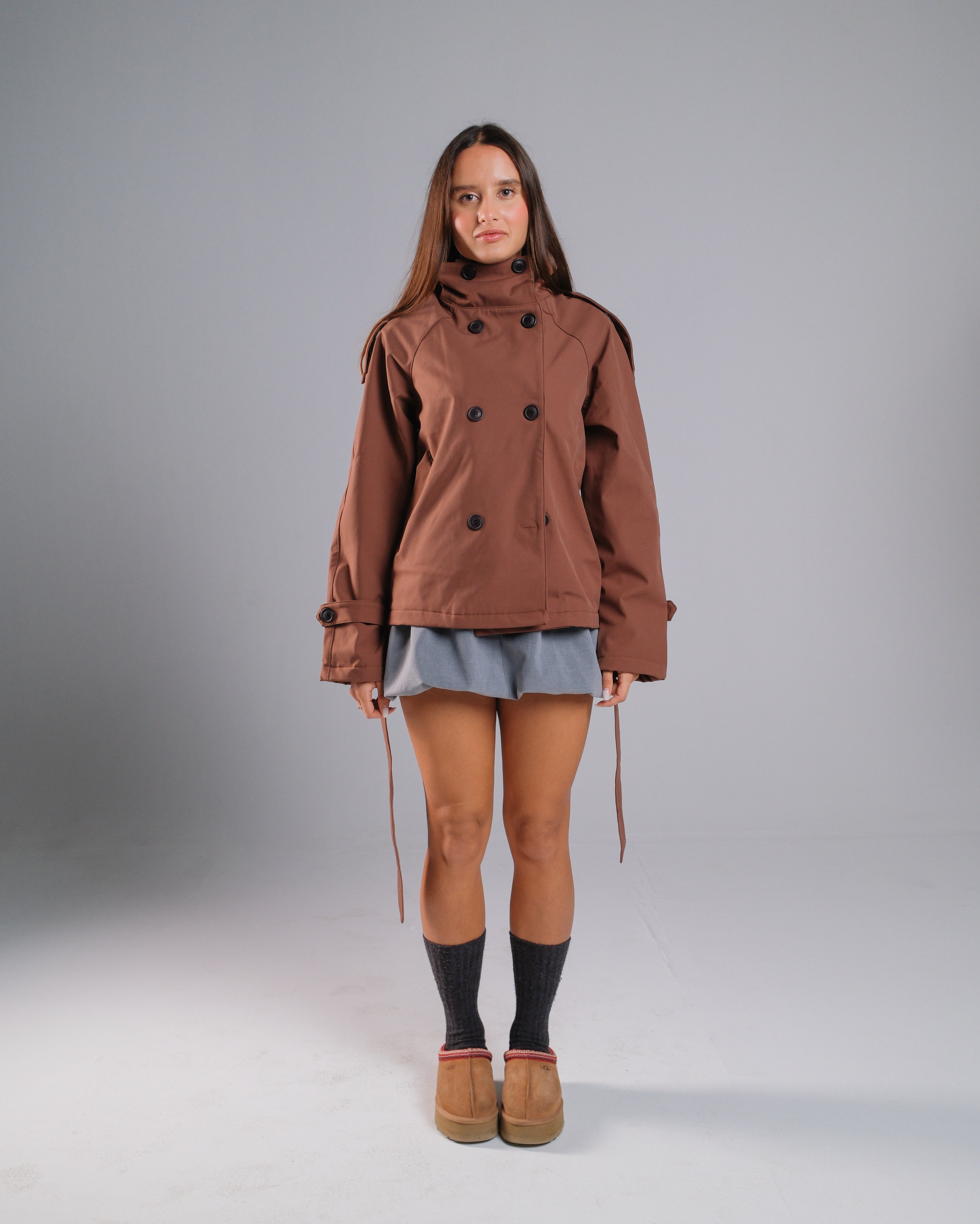 Funnel-Neck Trench Jacket