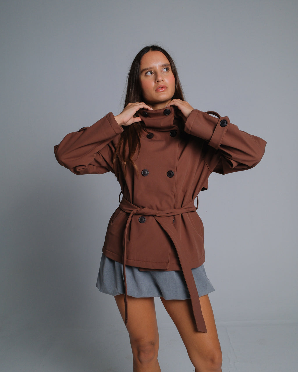 Funnel-Neck Trench Jacket