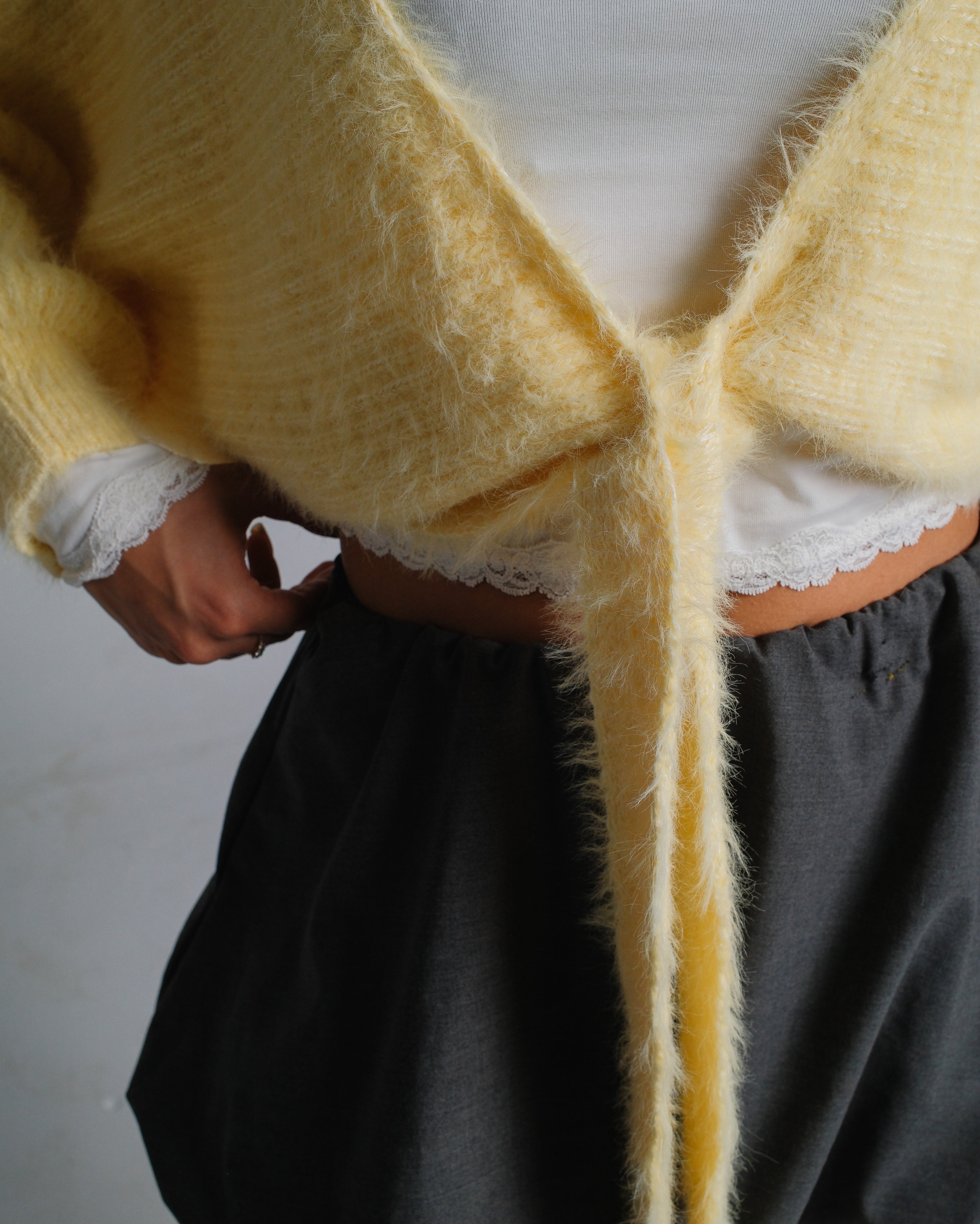 Textured Knit Tie Cardigan