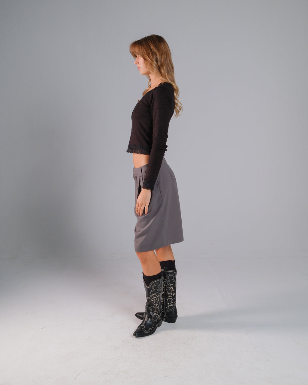 V-Neck Merino Wool Lace Top