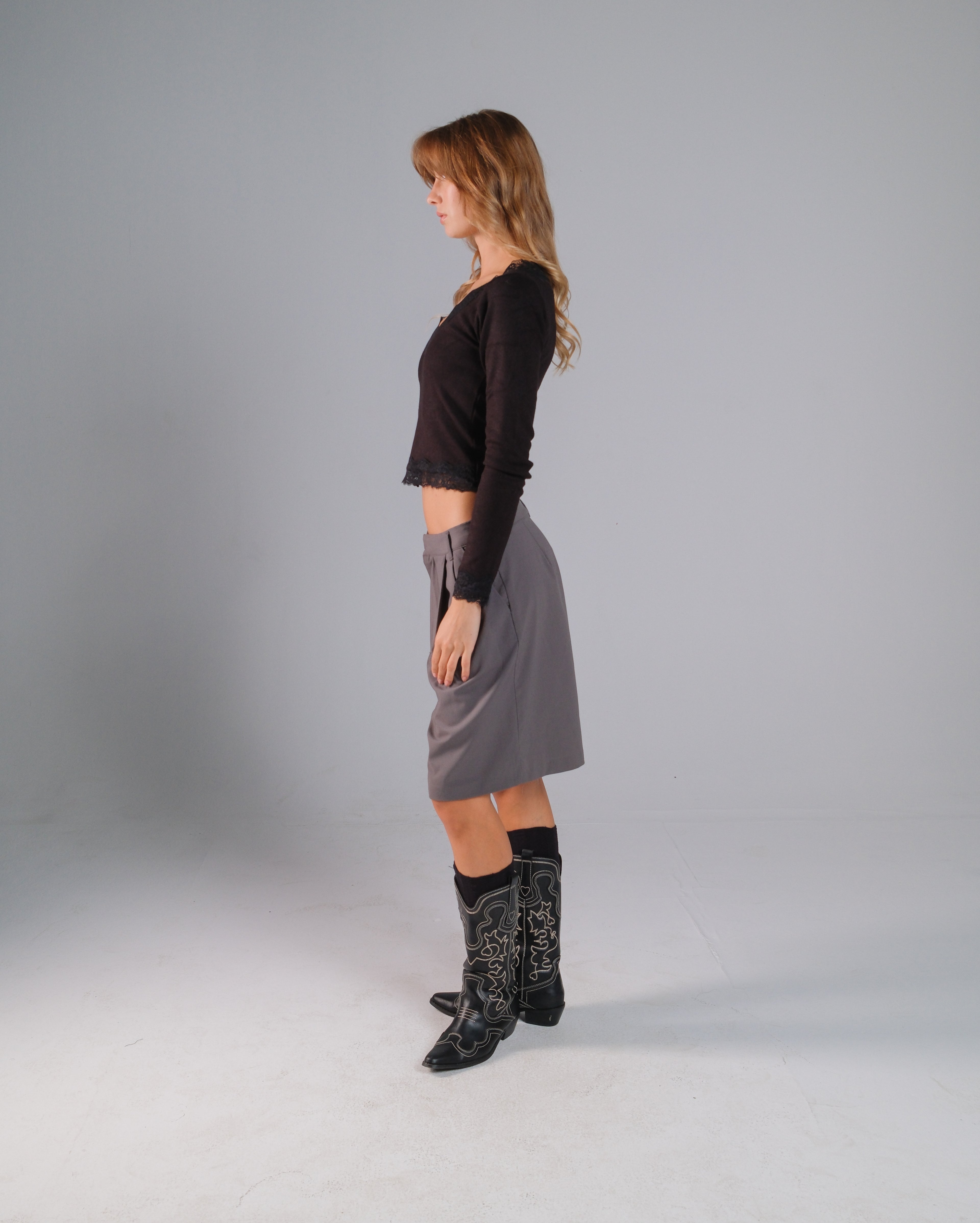 V-Neck Merino Wool Lace Top