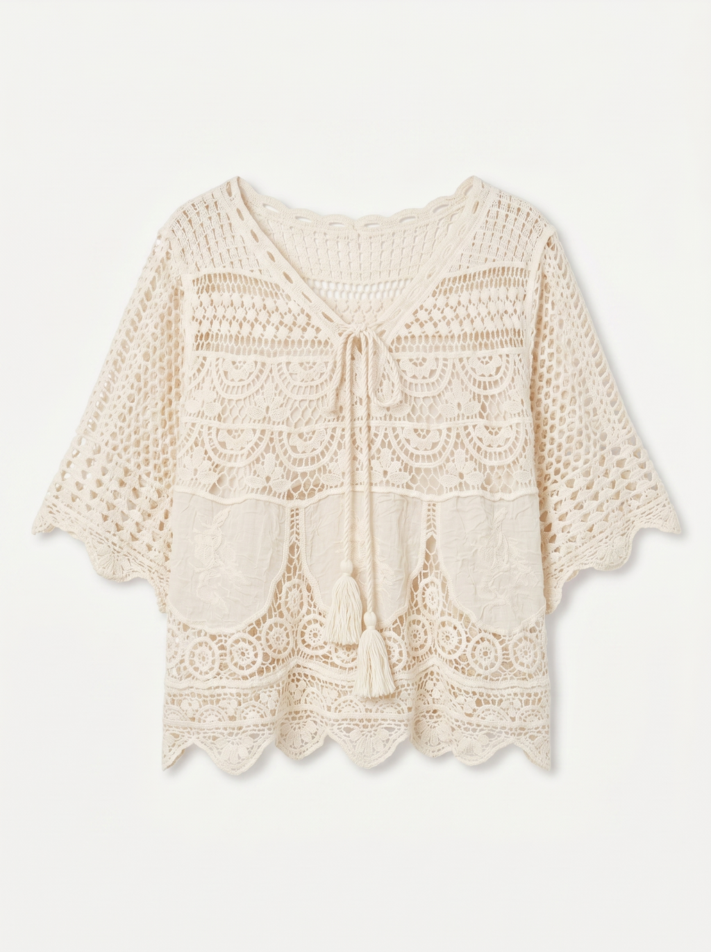 Leaves Crochet Tie Blouse