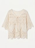 Leaves Crochet Tie Blouse