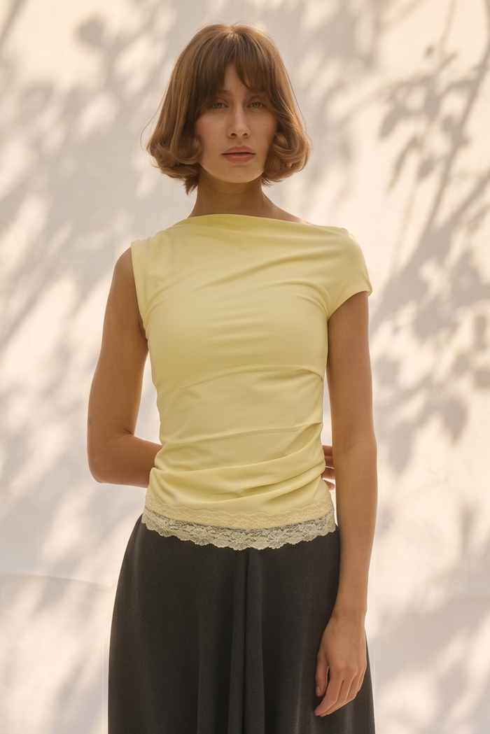 Polyamide Asymmetric Lace Top