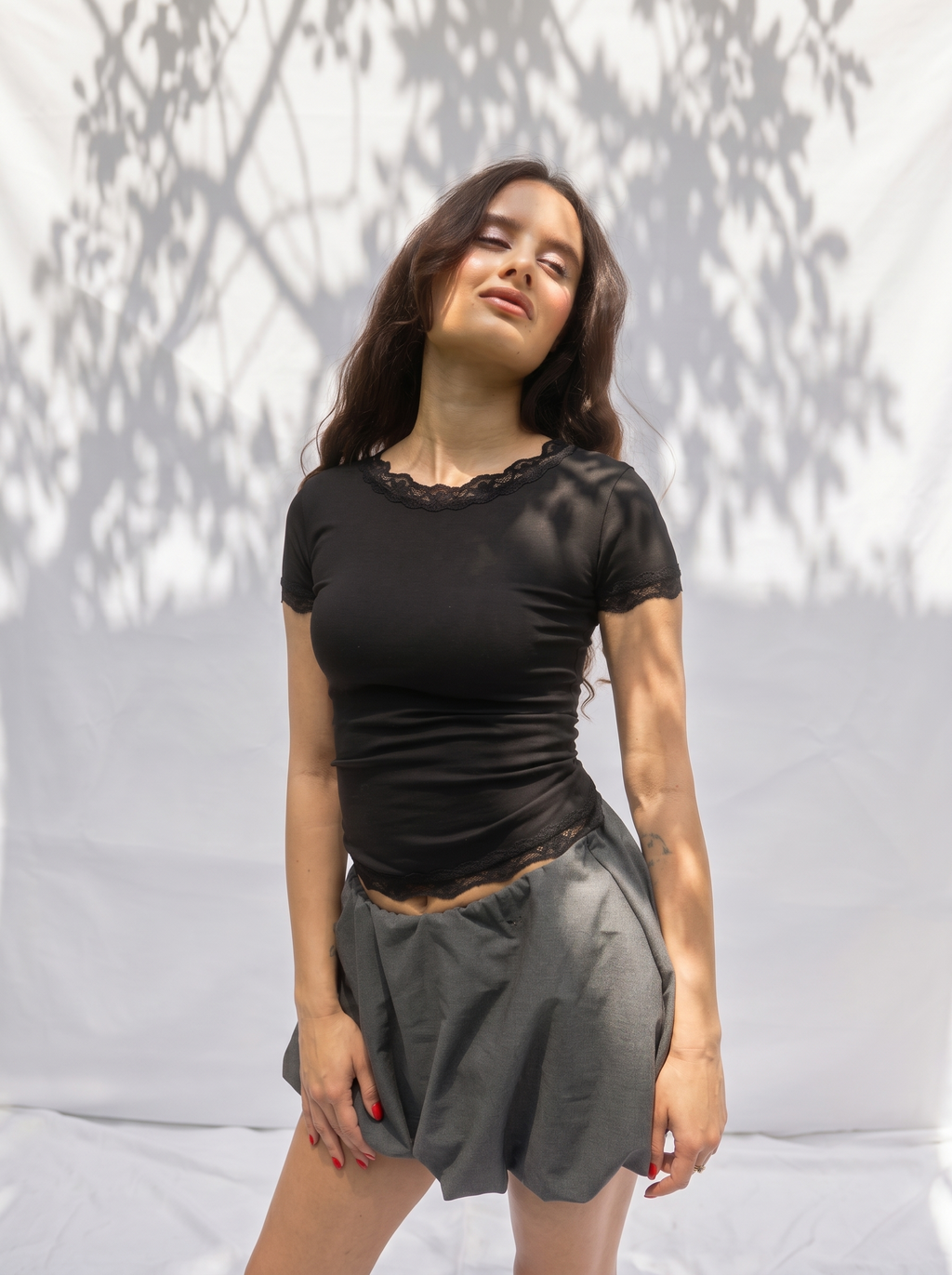Cotton Half Sleeve Lace Top