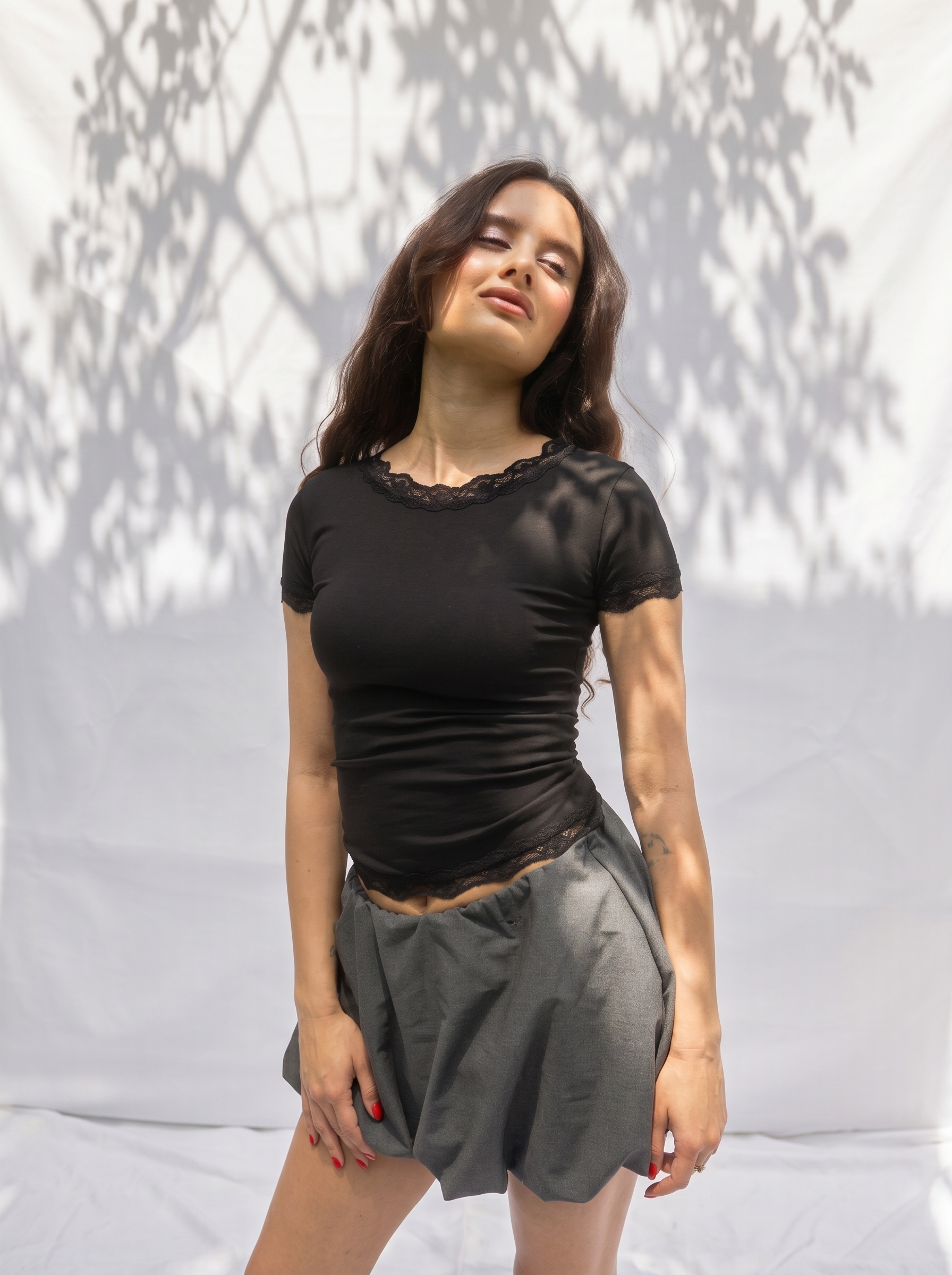 Cotton Half Sleeve Lace Top